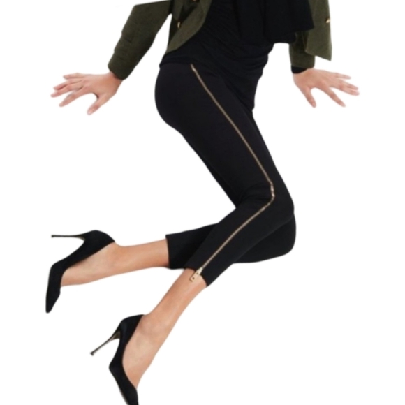 RAG & BONE Black Chapel Zip Legging Pants Size 4 Gold Hardware Designer EUC - Picture 1 of 11